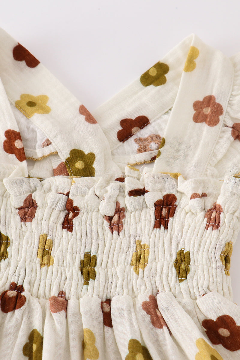 Organic Muslin Floral Smocked Baby Set