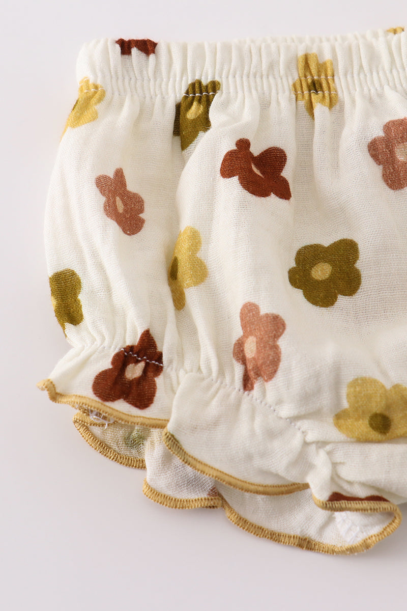 Organic Muslin Floral Smocked Baby Set
