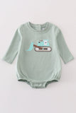Green Excavator Applique Boy bubble