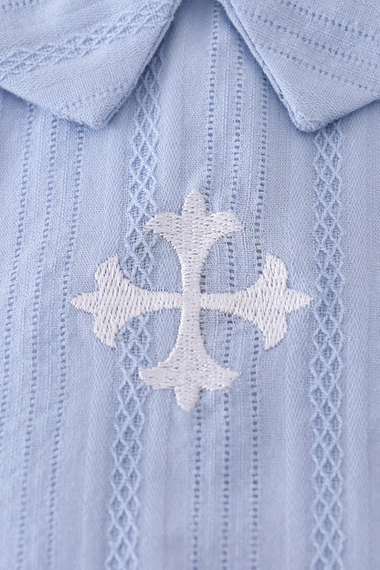 Blue Embroidery Romper
