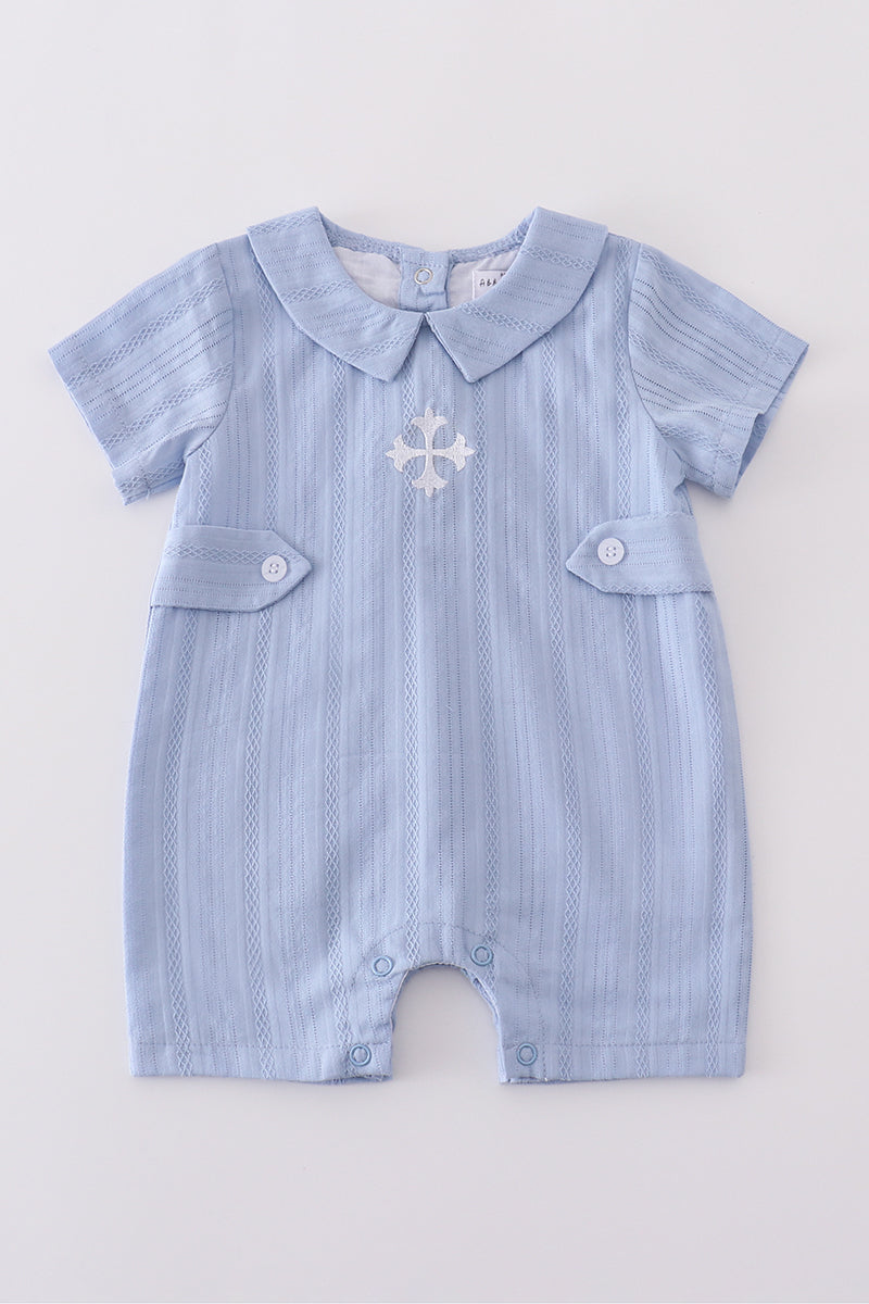 Blue Embroidery Romper