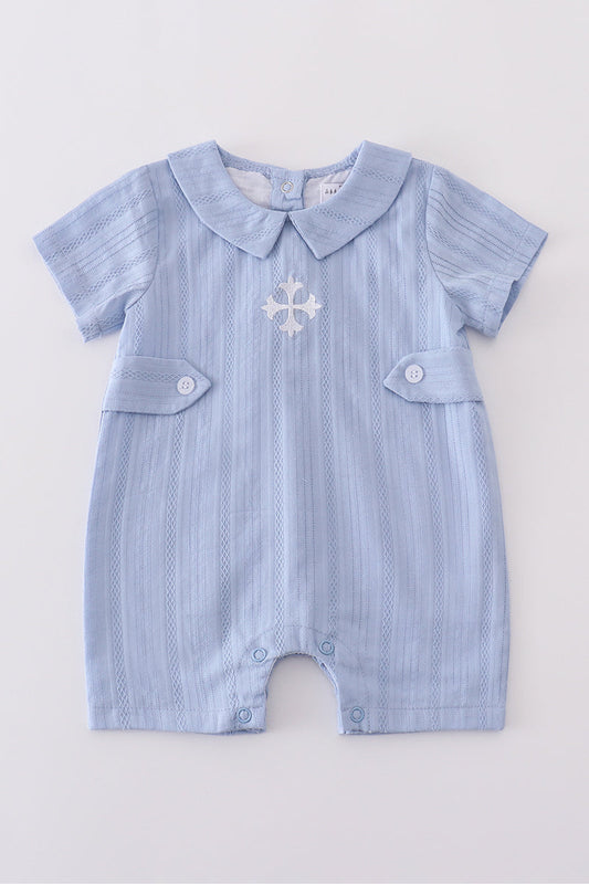 Blue Embroidery Romper