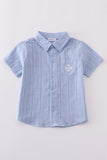 Blue Embroidery Boys Shirt