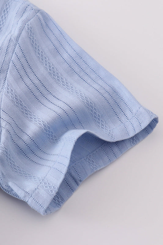 Blue Embroidery Boys Shirt