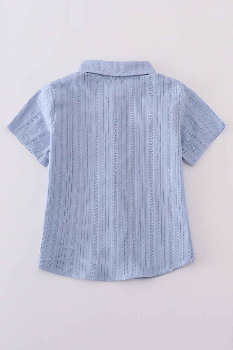 Blue Embroidery Boys Shirt