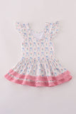 Bow floral lace ruffle leotard