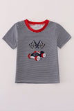Navy Stripe Racing Car Embroidery Top