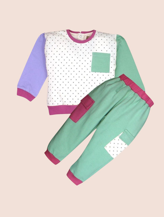 Girls Multicolored Jogger Set